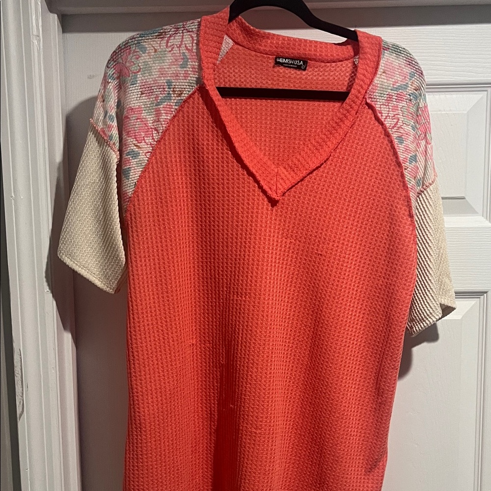 HEIMISH USA Coral and Floral Women's Top